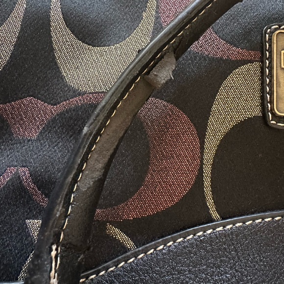 Coach Metallic Signature Jacquard Satchel + Cosmetic Pouch Copper Gold - Picture 15 of 16